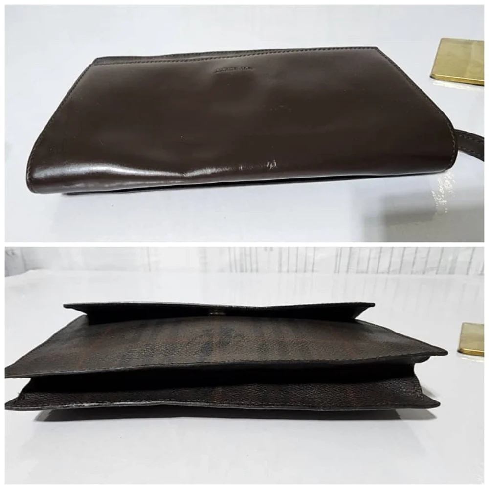 Authentic Burberry Canvas and Leather Clutch/Wristlet Dark Brown - Picture 6 of 12